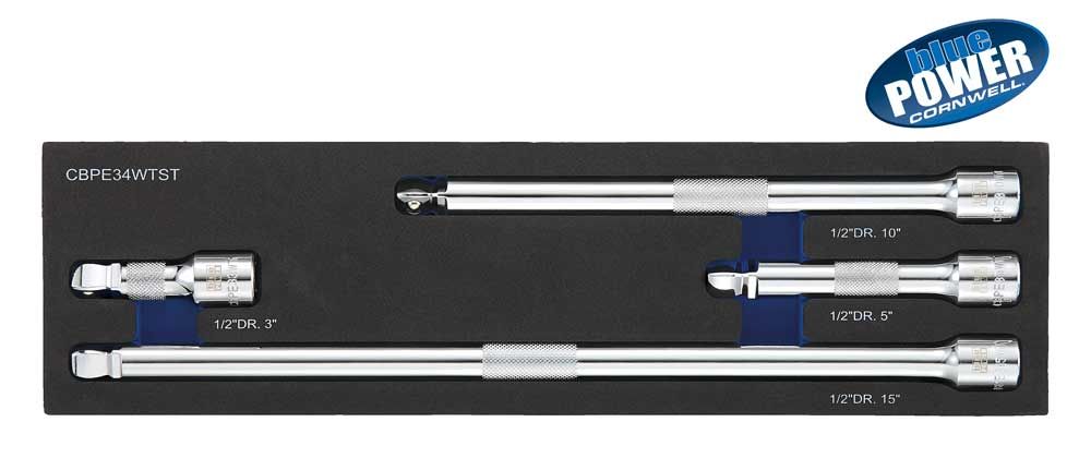 CBPE34WTST - 4 Piece 1/2” Drive Cornwell® bluePOWER® Wobble Extension Set