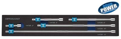 CBPE05LKAST - 5 Piece 1/4” Drive bluePOWER® Locking Extension Set
