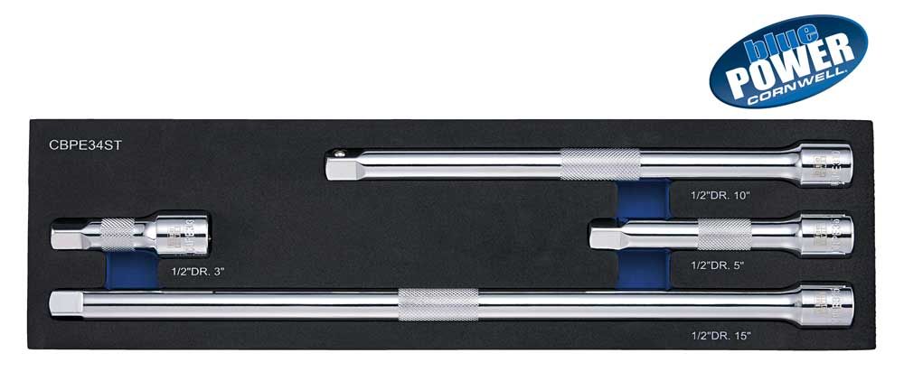 CBPE34ST - 4 Piece 1/2” Drive Cornwell® bluePOWER® Extension Set