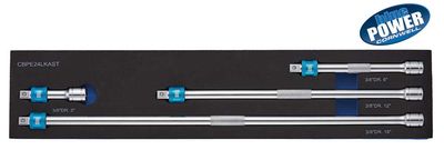 CBPE24LKAST - 4 Piece 3/8” Drive Cornwell® bluePOWER® Locking Extension Set