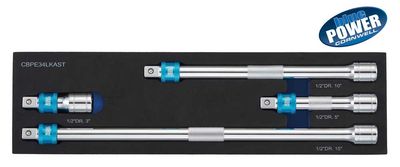 CBPE34LKAST - 4 Piece 1/2” Drive Cornwell® bluePOWER® Locking Extension Set