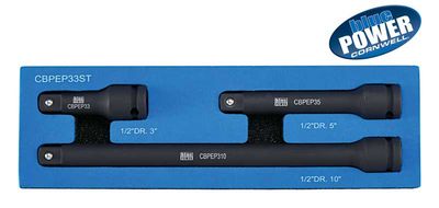 CBPEP33ST - 3 Piece 1/2” Drive Cornwell® bluePOWER® Impact Extension Set