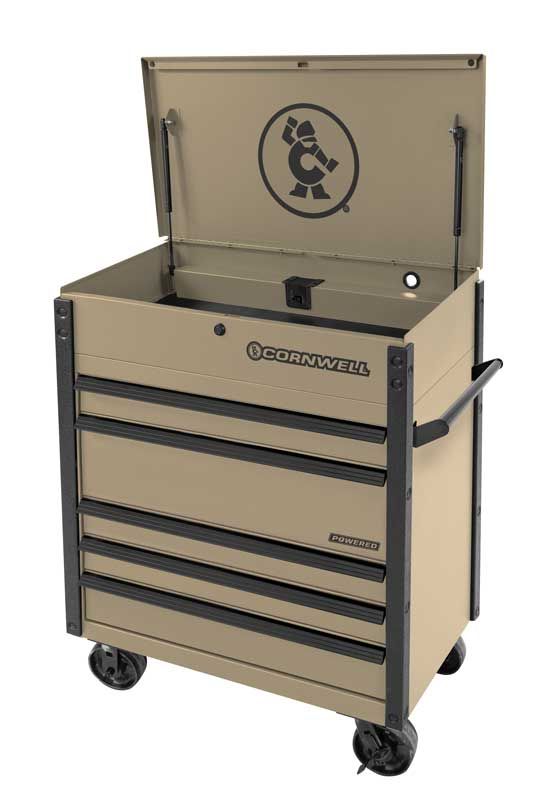CTSSCFP395KSS - 39" 5-Drawer USA Flip Top Power Drawer Cart, Sandstorm/Black Trim