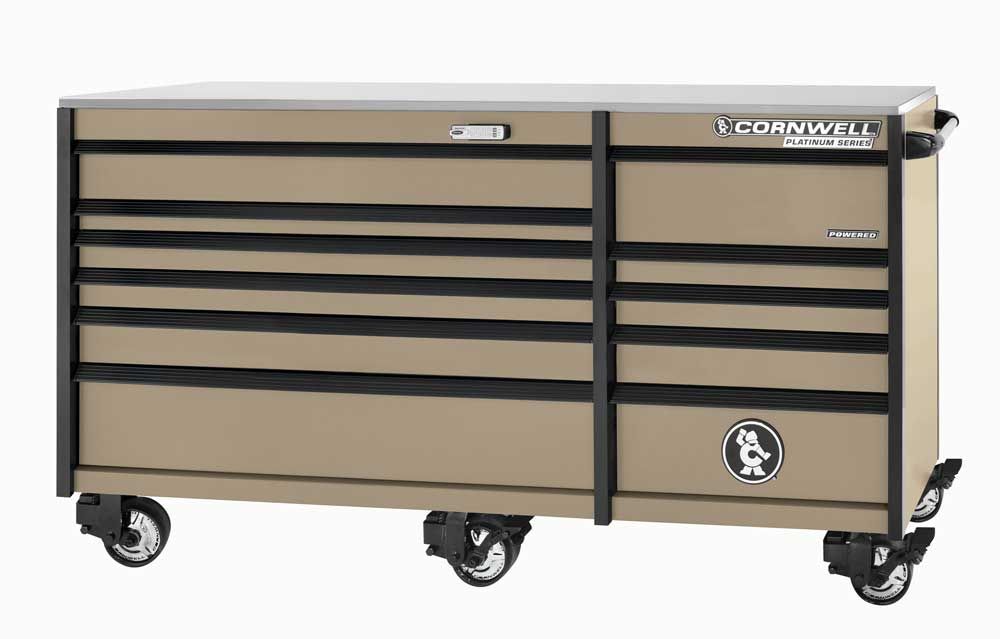 CTSPPR8411KSS - PLATINUM PLUS™ 84" 11-Drawer Double Bank Roller Cabinet, Sandstorm/Black Trim