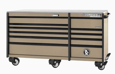 CTSPPR8411KSS - PLATINUM PLUS™ 84" 11-Drawer Double Bank Roller Cabinet, Sandstorm/Black Trim
