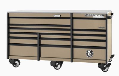 CTSPPR8414KSS - PLATINUM PLUS™ 84" 14-Drawer Triple Bank Roller Cabinet, Sandstorm/Black Trim