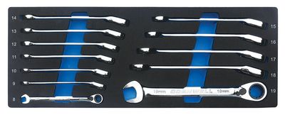CRW12MSRB - 12 Piece 120-Tooth Metric Offset Reversible Ratcheting Combination Wrench Set