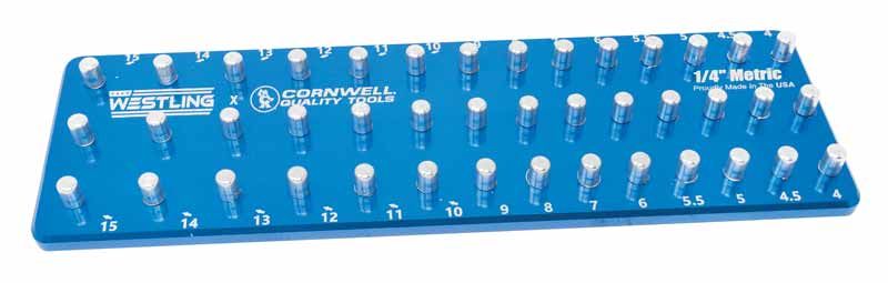 WST1442MBE - 1/4" Drive 3-Row Aluminum Metric Socket Tray, Blue