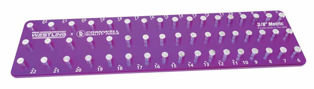 WST3851MPE - 3/8" Drive 3-Row Aluminum Metric Socket Tray, Purple