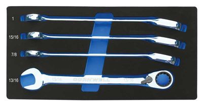 CRW4SRB - 4 Piece 120-Tooth SAE Offset Reversible Ratcheting Combination Wrench Set