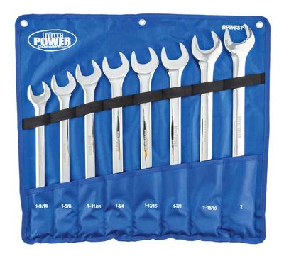 BPW8STXL - 8 Piece bluePOWER® SAE Extra-Large Combination Wrench Set, 12 Point