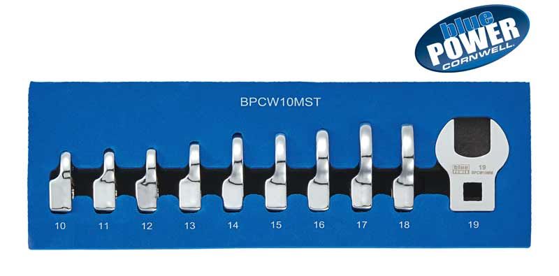 BPCW10MST - 10 Piece 3/8" Drive bluePOWER® Metric Open End Crowfoot Wrench Set