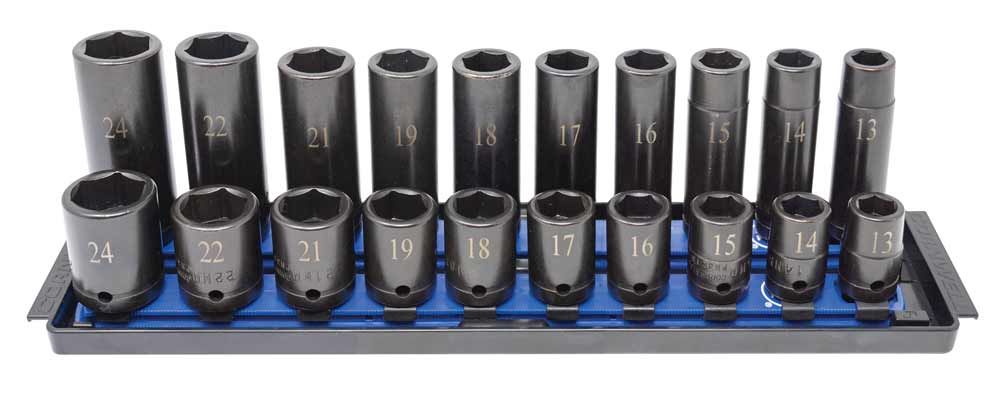 TSIM320SS - 20 Piece 1/2" Drive Standard &amp; Deep Metric Impact Socket Set, 6-Point
