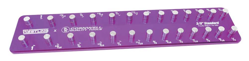 WST3826SPE - 3/8" Drive 2-Row Aluminum SAE Socket Tray, Purple