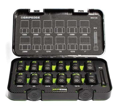 GEMXC13S - 13 Piece G-FORS 1/2" Drive Metric &amp; SAE Master Socket Extractor Set