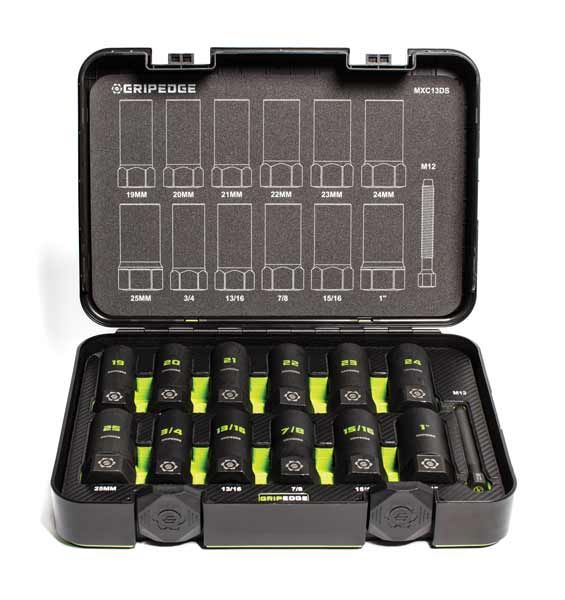 GEMXC13DS - 13 Piece G-FORS 1/2" Drive Deep Metric &amp; SAE Master Socket Extractor Set