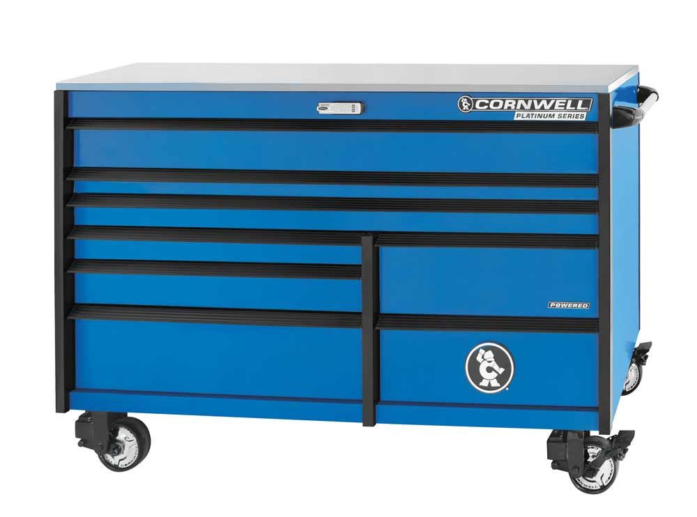 CTSPPR678KB - 67" 8-Drawer PLATINUM PLUS™ Double Bank Roller Cabinet, Corporate Blue/Black Trim
