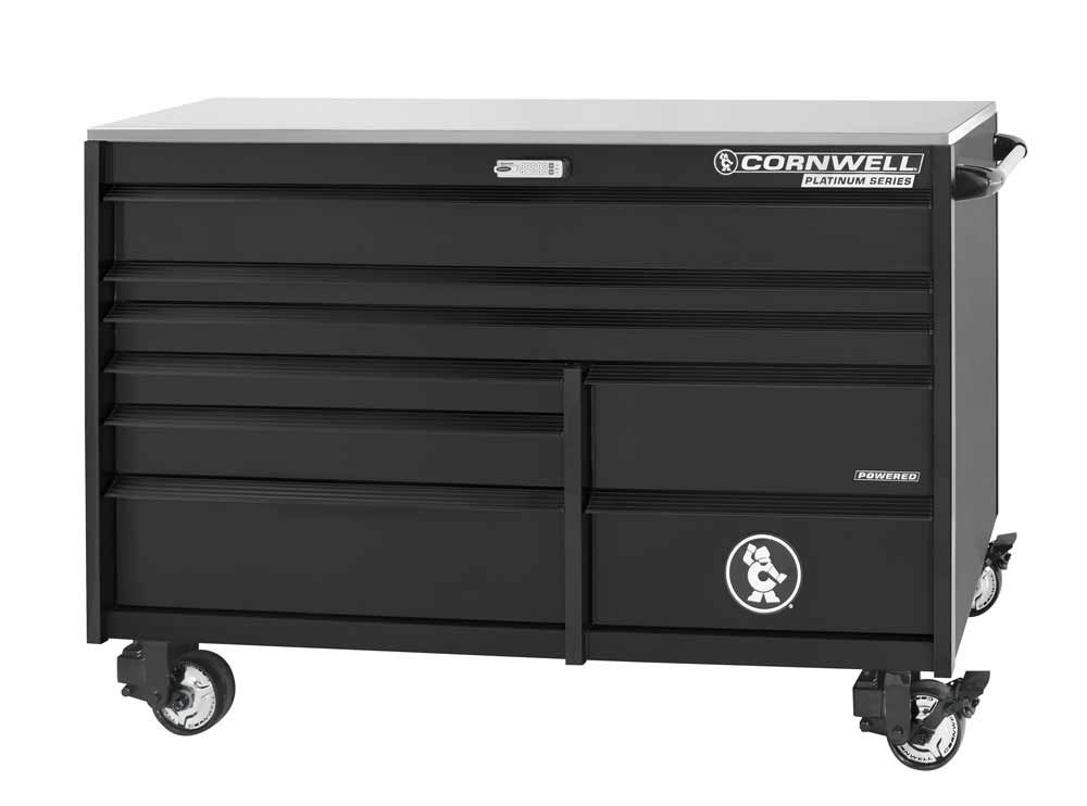 CTSPPR678KK - 67" 8-Drawer PLATINUM PLUS™ Double Bank Roller Cabinet, Gloss Black/Black Trim