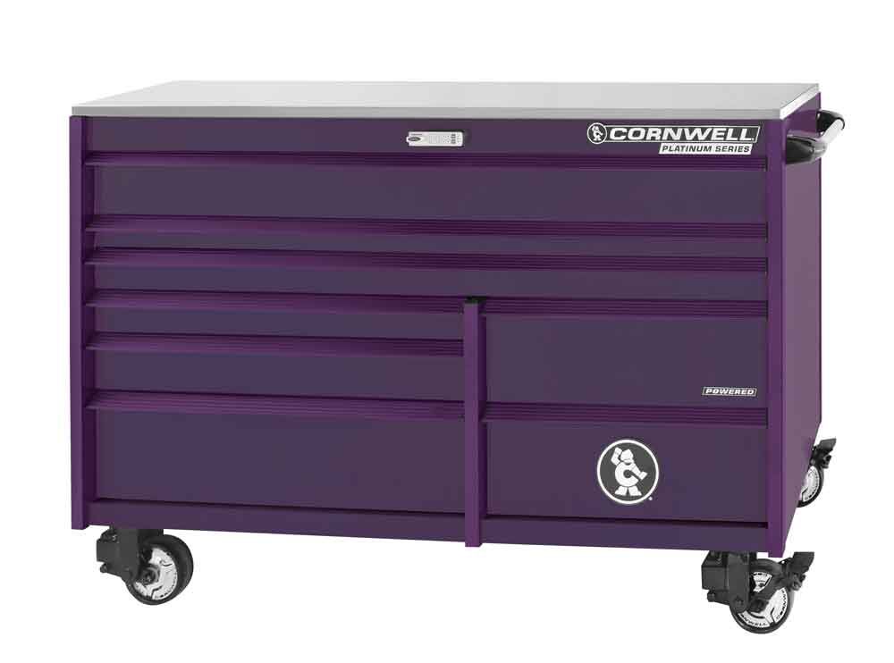 CTSPPR678UPR - 67" 8-Drawer PLATINUM PLUS™ Double Bank Roller Cabinet, Purple Rain/Purple Trim