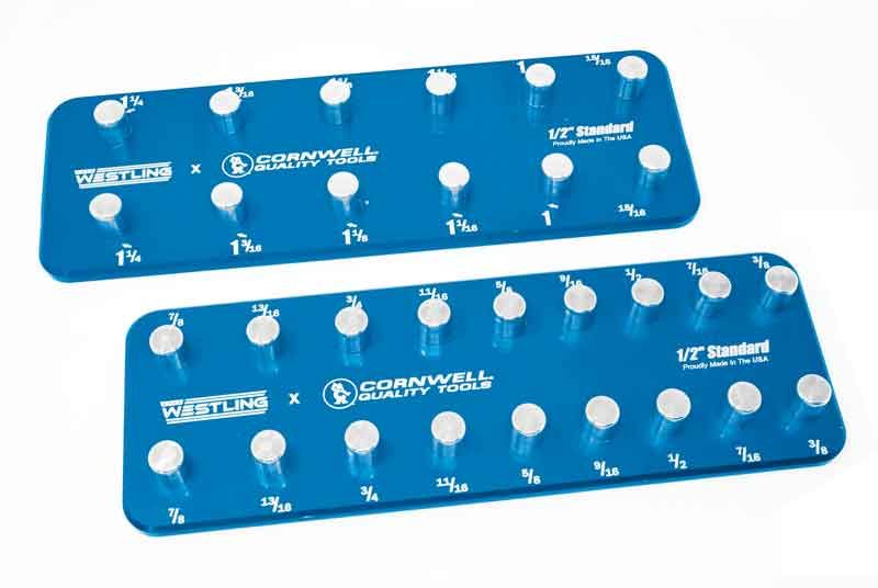 WST121218SBE - 1/2" Drive 2-Row Aluminum SAE Socket Tray, Blue