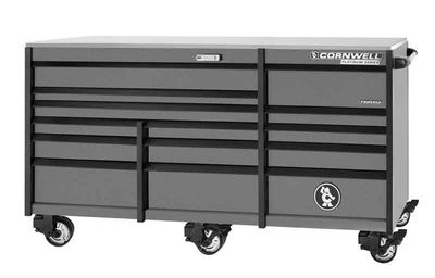 CTSPPR8414KCD - (BTO) PLATINUM PLUS™ 84" 14-Drawer TB Roller Cabinet, Carbide/Black Trim