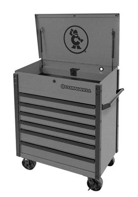 CTSSCF396KCD - (BTO) 39" 6-Drawer USA Flip Top Service Cart, Carbide/Black Trim