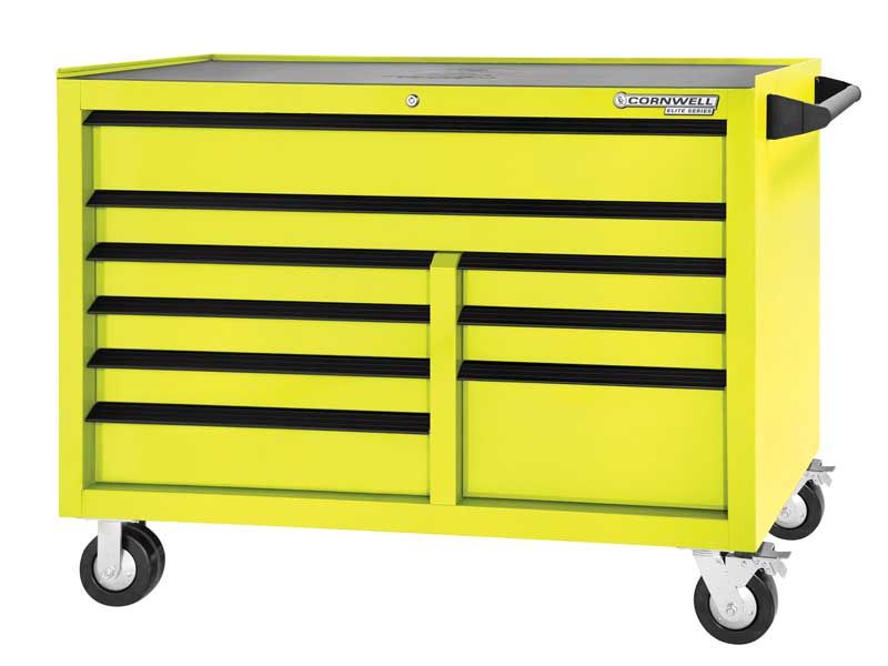 CTSESR549KLY - (BTO) 54" Elite Series™ 9-Drawer DB Roller Cabinet, Lightning Yellow/Black Trim