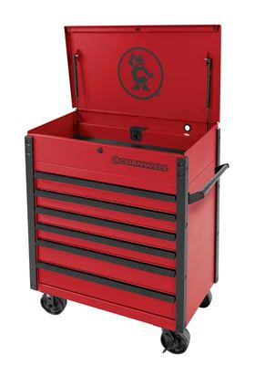 CTSSCF396KRD - (BTO) 39" 6-Drawer USA Flip Top Service Cart, Classic Red/Black Trim