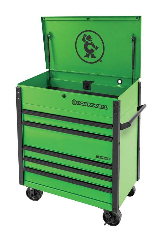 CTSSCFP395KG - (BTO) 39" 5-Drawer USA Flip Top Power Drawer Cart, Neon Green/Black Trim