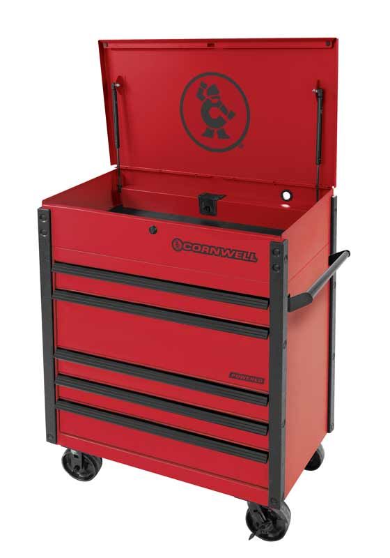 CTSSCFP395KRD - (BTO) 39" 5-Drawer USA Flip Top Power Drawer Cart, Classic Red/Black Trim