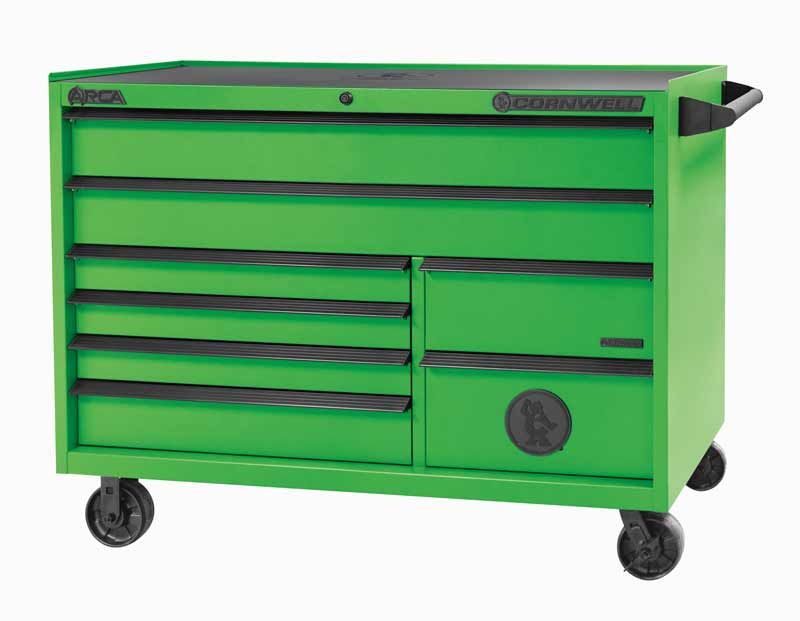 CTSASR578KG - (BTO) 57" 8-Drawer Arca DB Roller Cabinet, Neon Green/Black Trim