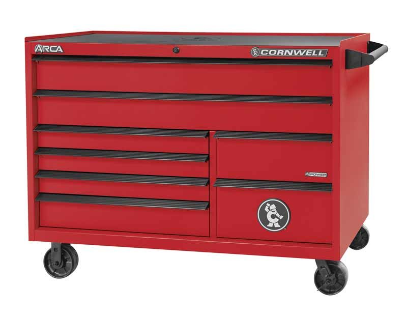CTSASR578KRD - (BTO) 57" 8-Drawer Arca DB Roller Cabinet, Classic Red/Black Trim