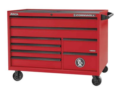 CTSASR578KRD - (BTO) 57" 8-Drawer Arca DB Roller Cabinet, Classic Red/Black Trim