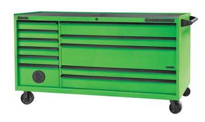 CTSASR7911KG - (BTO) 79" 11-Drawer Arca DB Roller Cabinet, Neon Green/Black Trim