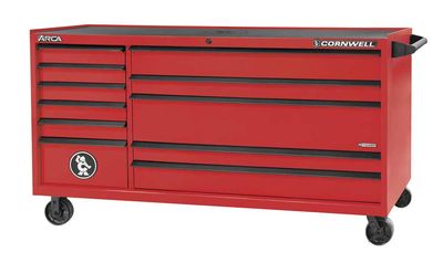 CTSASR7911KRD - (BTO) 79" 11-Drawer Arca DB Roller Cabinet, Classic Red/Black Trim