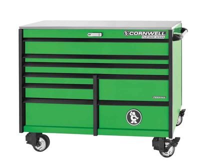 CTSPPR568KG - (BTO) 56" 8-Drawer Platinum Plus DB Roller Cabinet, Neon Green/Black Trim