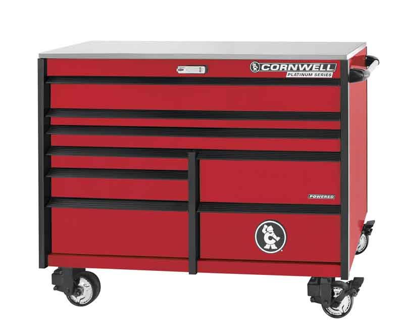 CTSPPR568KRD - (BTO) 56" 8-Drawer Platinum Plus DB Roller Cabinet, Classic Red/Black Trim