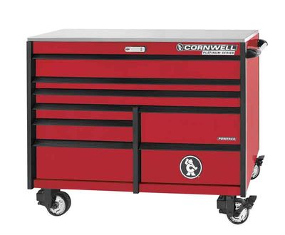 CTSPPR568KRD - (BTO) 56" 8-Drawer Platinum Plus DB Roller Cabinet, Classic Red/Black Trim