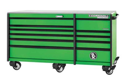 CTSPPR8411KG - (BTO) 84" 11-Drawer Platinum Plus DB Roller Cabinet, Neon Green/Black Trim