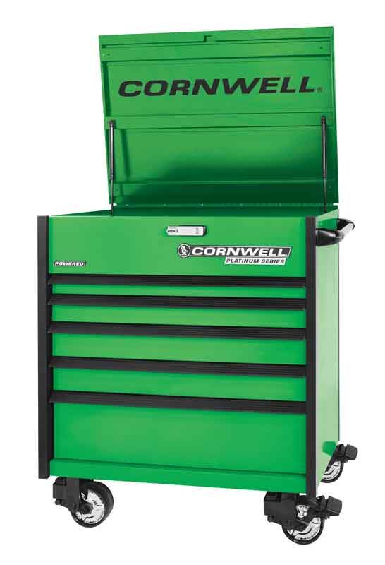 CTSPPF405KG - (BTO) 40" 5-Drawer Platinum Plus Flip Top Cart, Neon Green/Black Trim