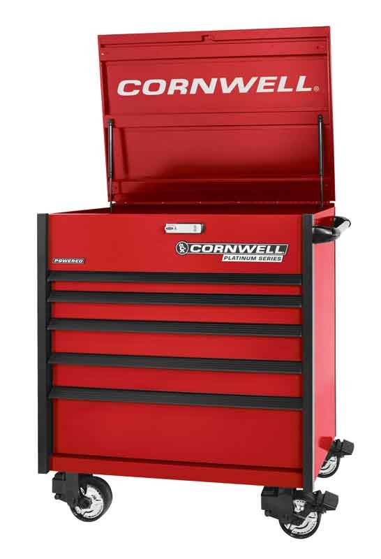 CTSPPF405KRD - (BTO) 40" 5-Drawer Platinum Plus Flip Top Cart, Classic Red/Black Trim