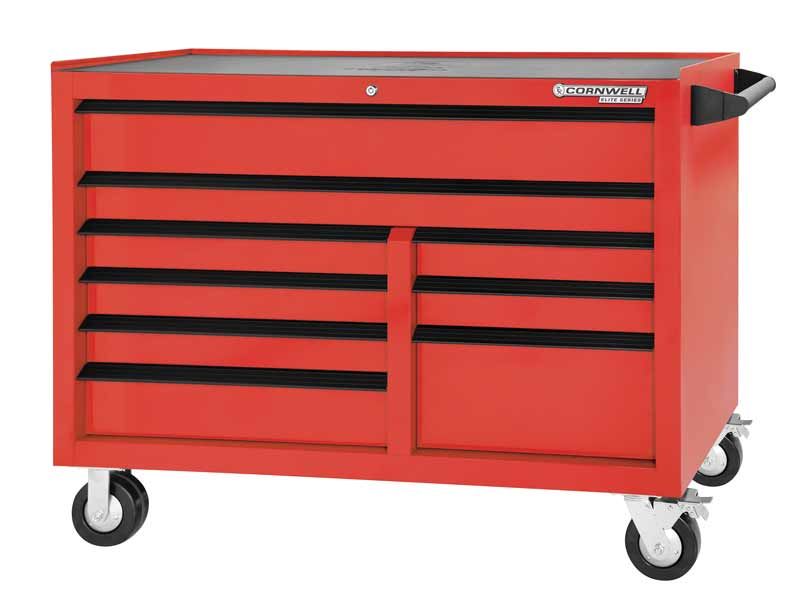 CTSESR549KRD - (BTO) 54” Elite Series™ 9-Drawer Double Bank Cabinet, Classic Red/Black Trim