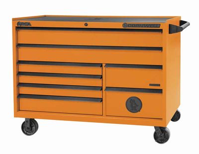 CTSASR578KO - (BTO) 57" 8-Drawer Arca DB Roller Cabinet, Orange/Black Trim
