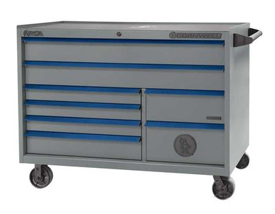 CTSASR578BPL - (BTO)57" 8-Drawer Arca DB Roller Cabinet, Platinum/Blue Trim