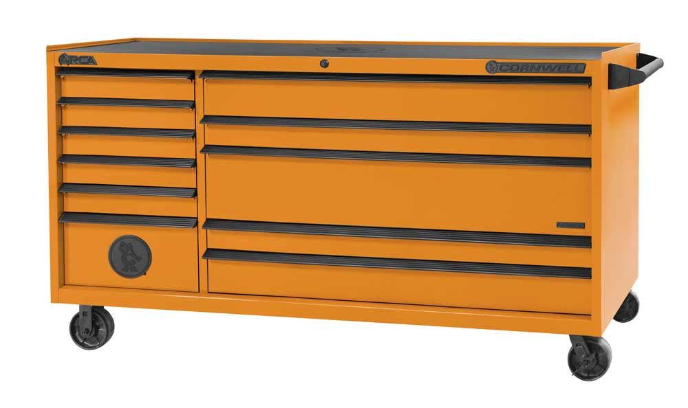 CTSASR7911KO - (BTO) 79" 11-Drawer Arca DB Roller Cabinet, Orange/Black Trim