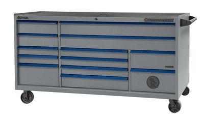 CTSASR7913BPL - (BTO)79" 13-Drawer Arca TB Roller Cabinet, Platinum/Blue Trim