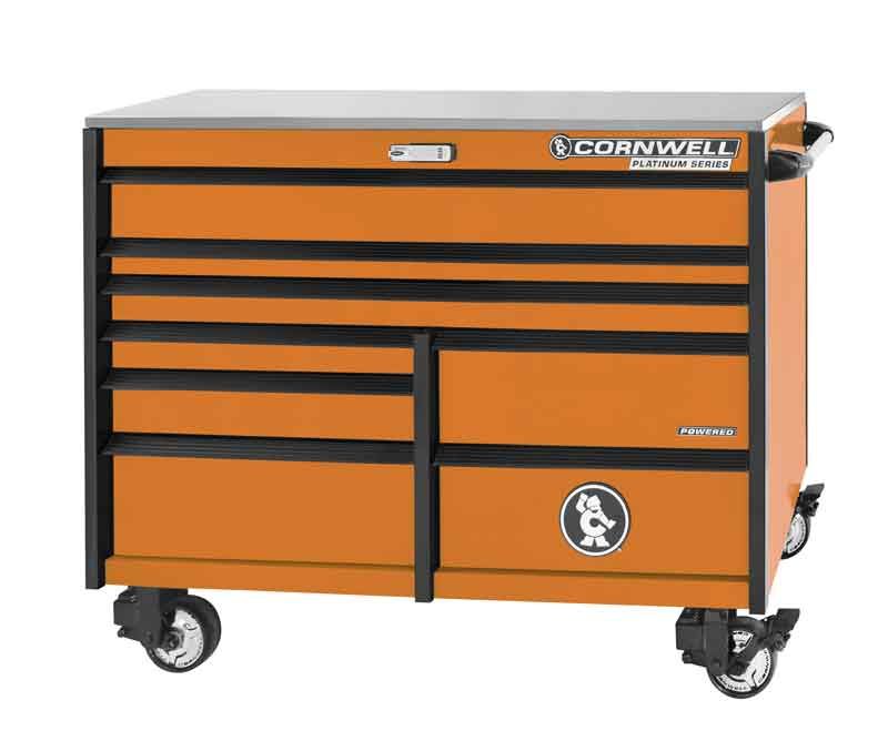 CTSPPR568KO - (BTO) 56" 8-Drawer Platinum Plus DB Roller Cabinet, Orange/Black Trim