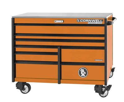 CTSPPR568KO - (BTO) 56" 8-Drawer Platinum Plus DB Roller Cabinet, Orange/Black Trim