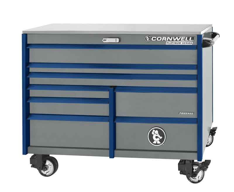 CTSPPR568BPL - (BTO) 56" 8-Drawer Platinum Plus DB Roller Cabinet, Platinum/Blue Trim
