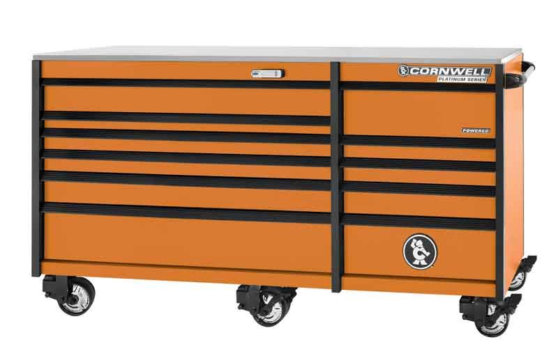 CTSPPR8411KO - (BTO) 84" 11-Drawer Platinum Plus DB Roller Cabinet, Orange/Black Trim
